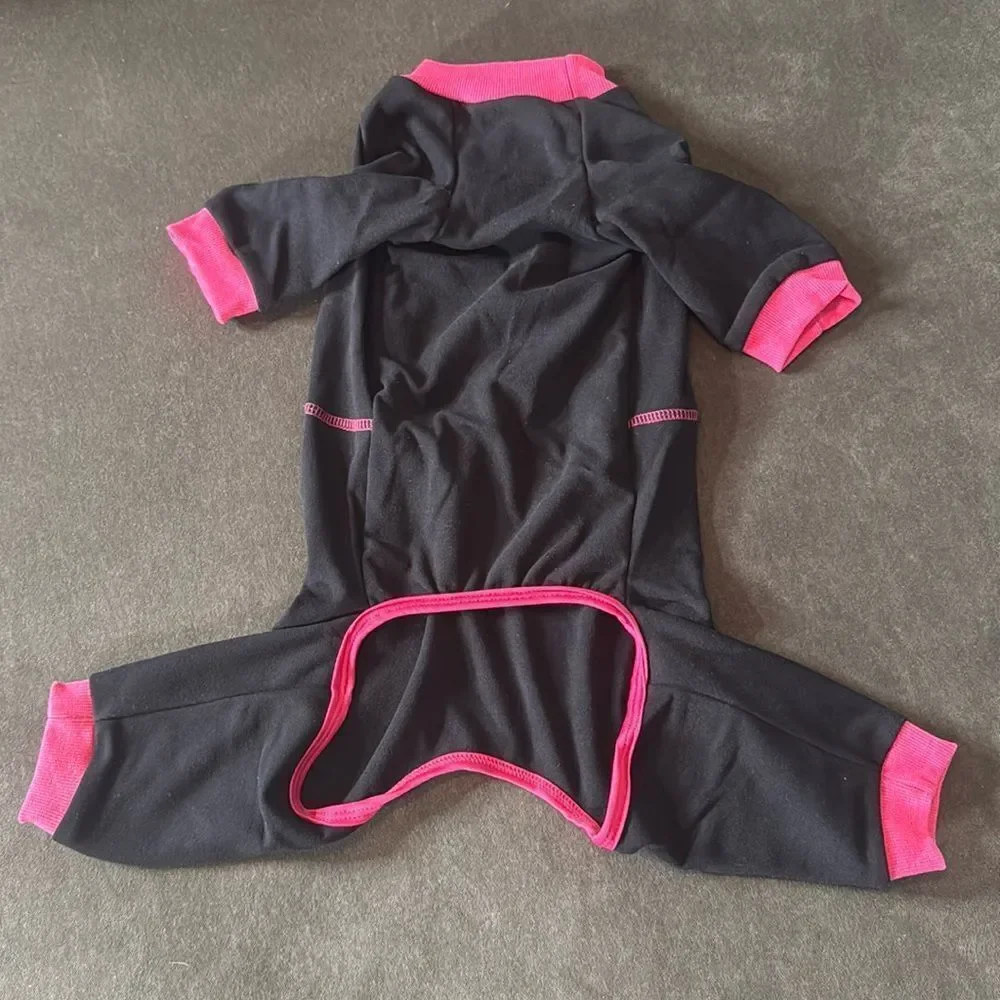 Dog One Piece Jumpsuit Pajamas Black and Pink Size XXL for Small Dogs NEW